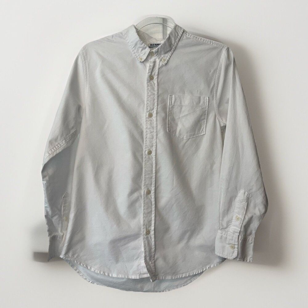 Old Navy Cotton Long Sleeve Button Up Oxford Uniform Shirt Boys XL White Staple